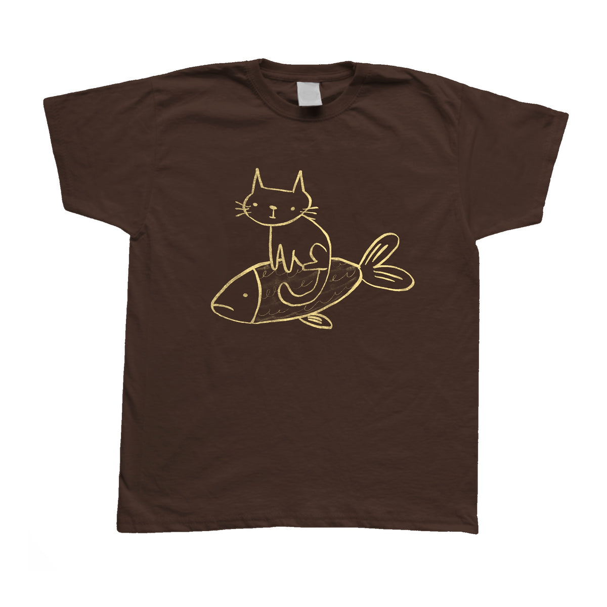 Cat on a fish brown baby tee