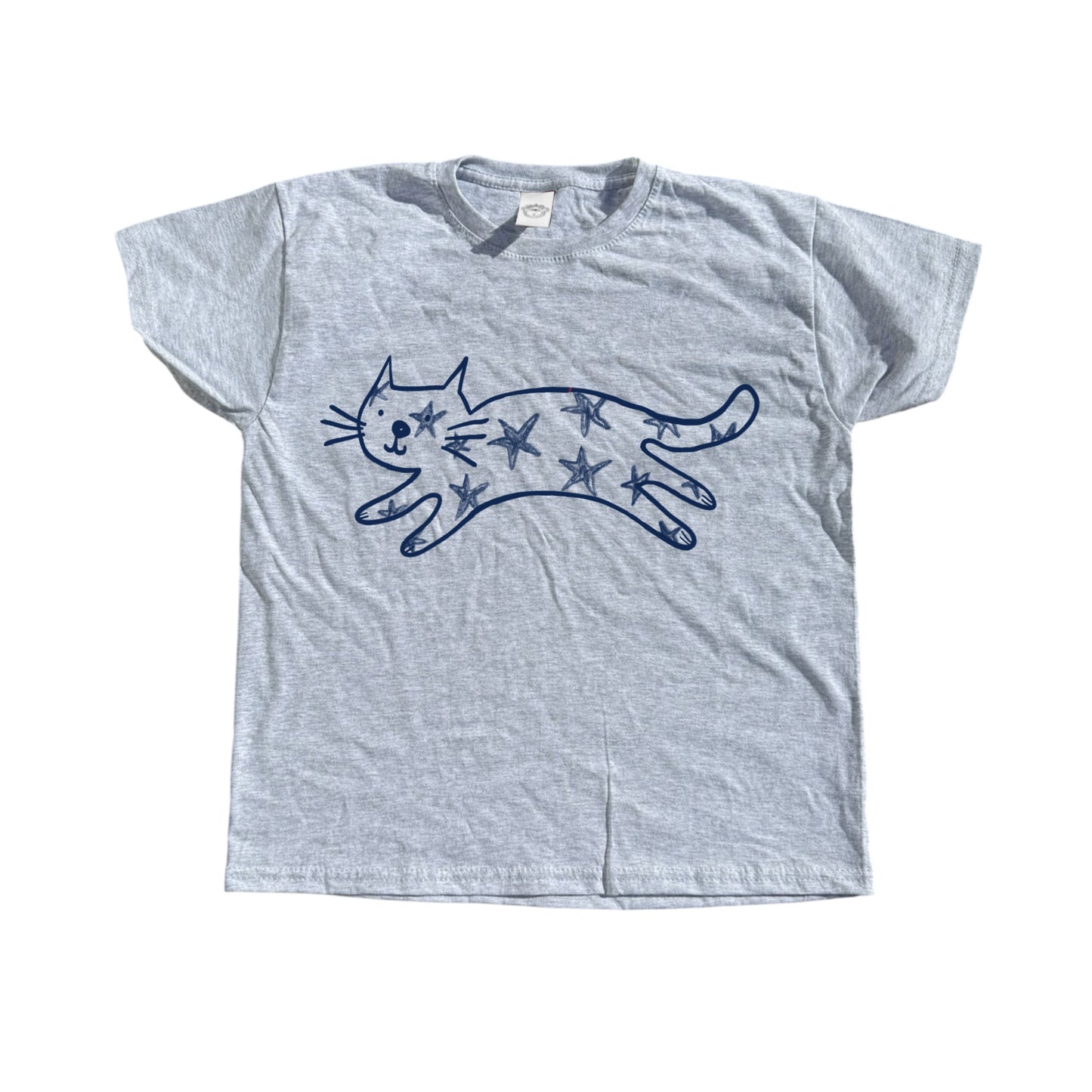 Starry cat grey tee