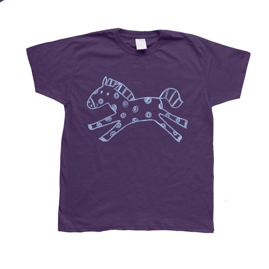 Polka dot horse purple tee