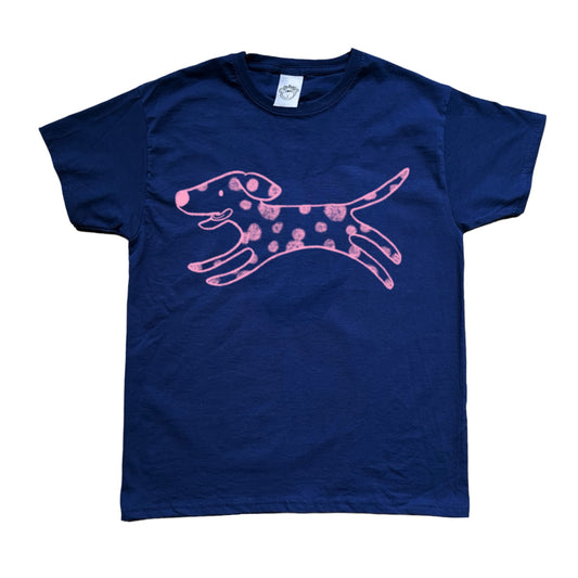 Polka dot dalmatian pink on navy Tee