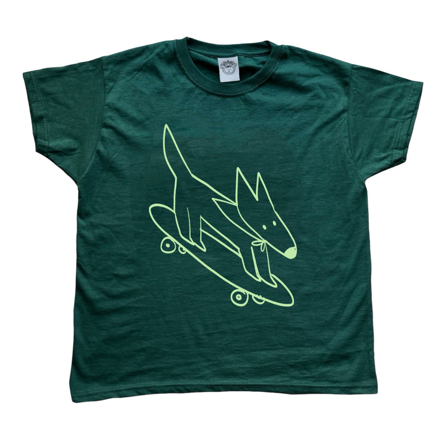 Skater dog light green print Tee