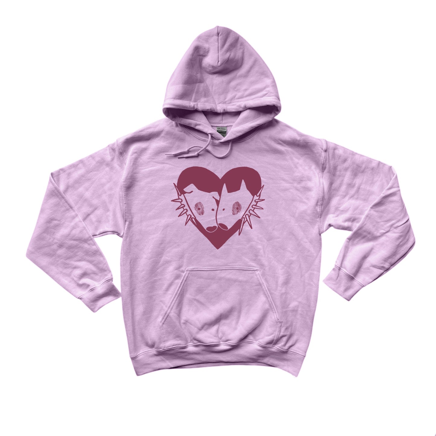 2 spiky collar dogs in love pink hoodie