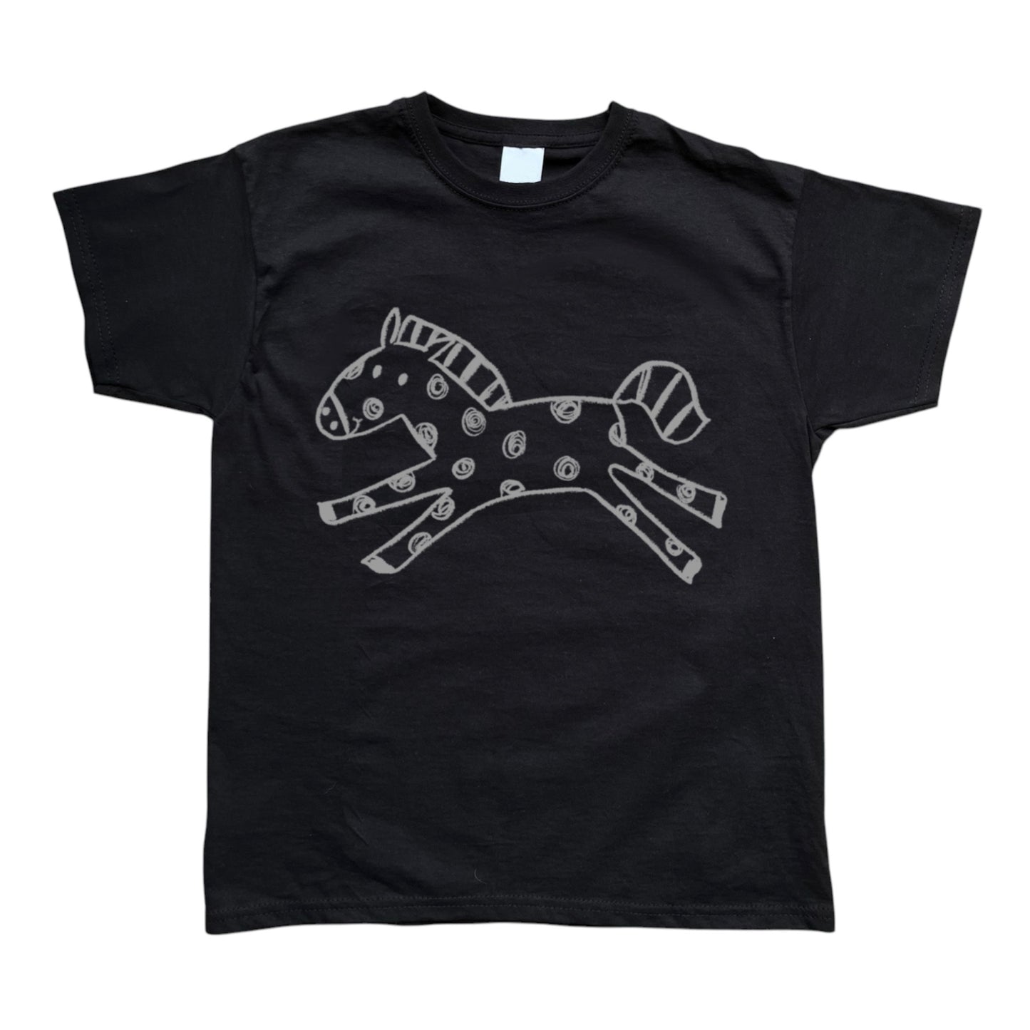 Polka dot horse black tee