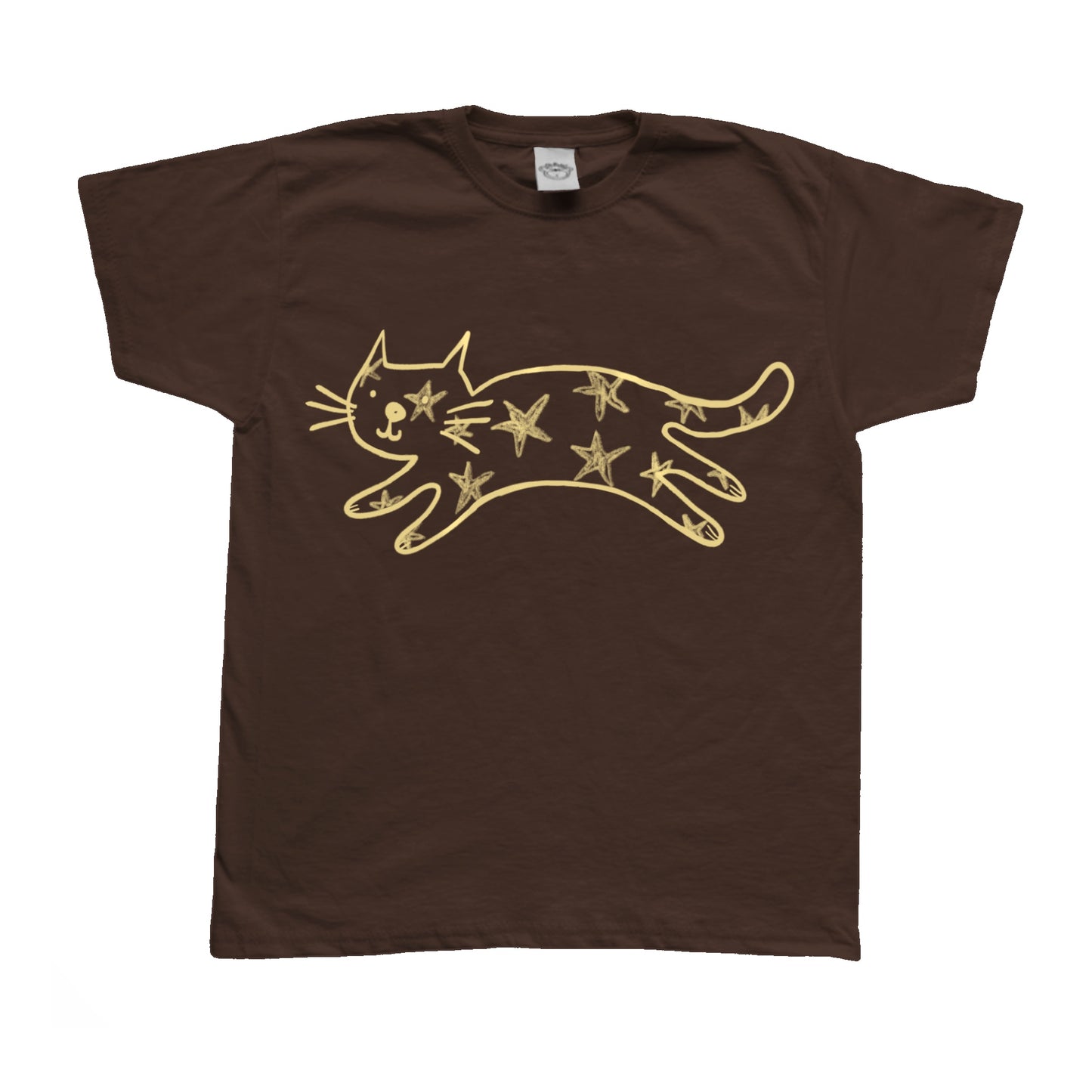 Starry cat brown tee