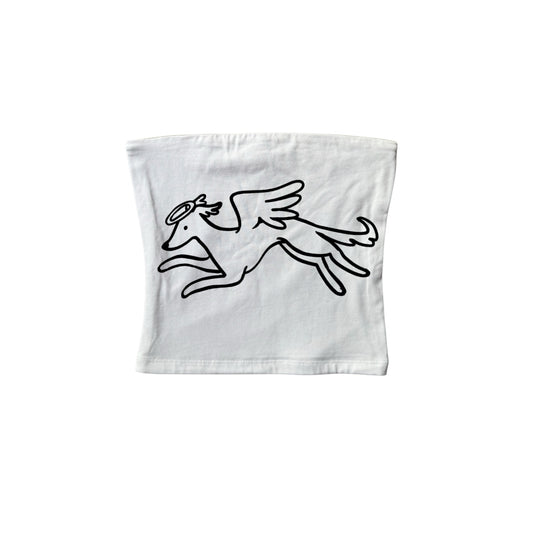 Black on white heavenly hound bandeau top