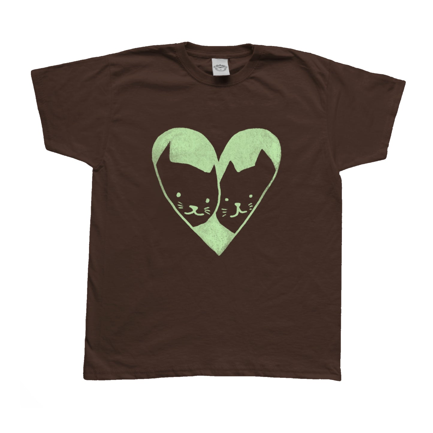 2 cats in love brown tee
