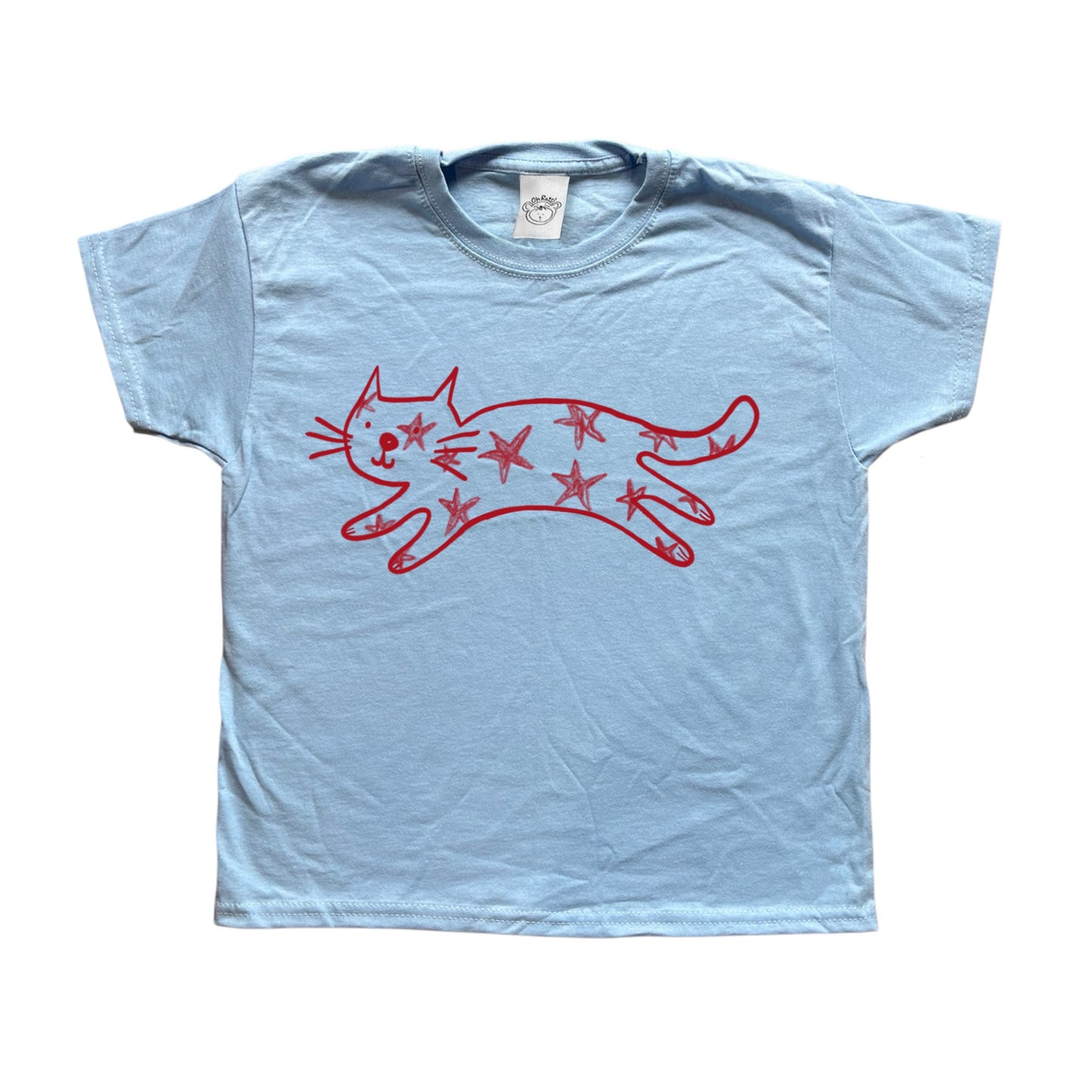 Starry cat baby blue tee