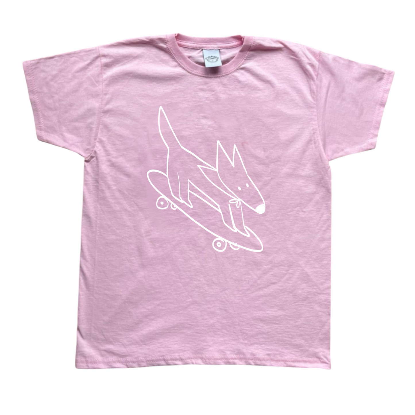 Skater dog pink tee