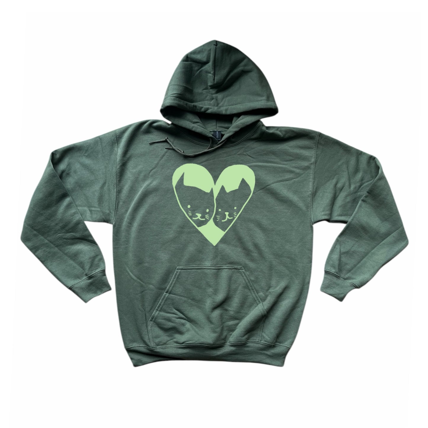 2 cats in love khaki hoodie