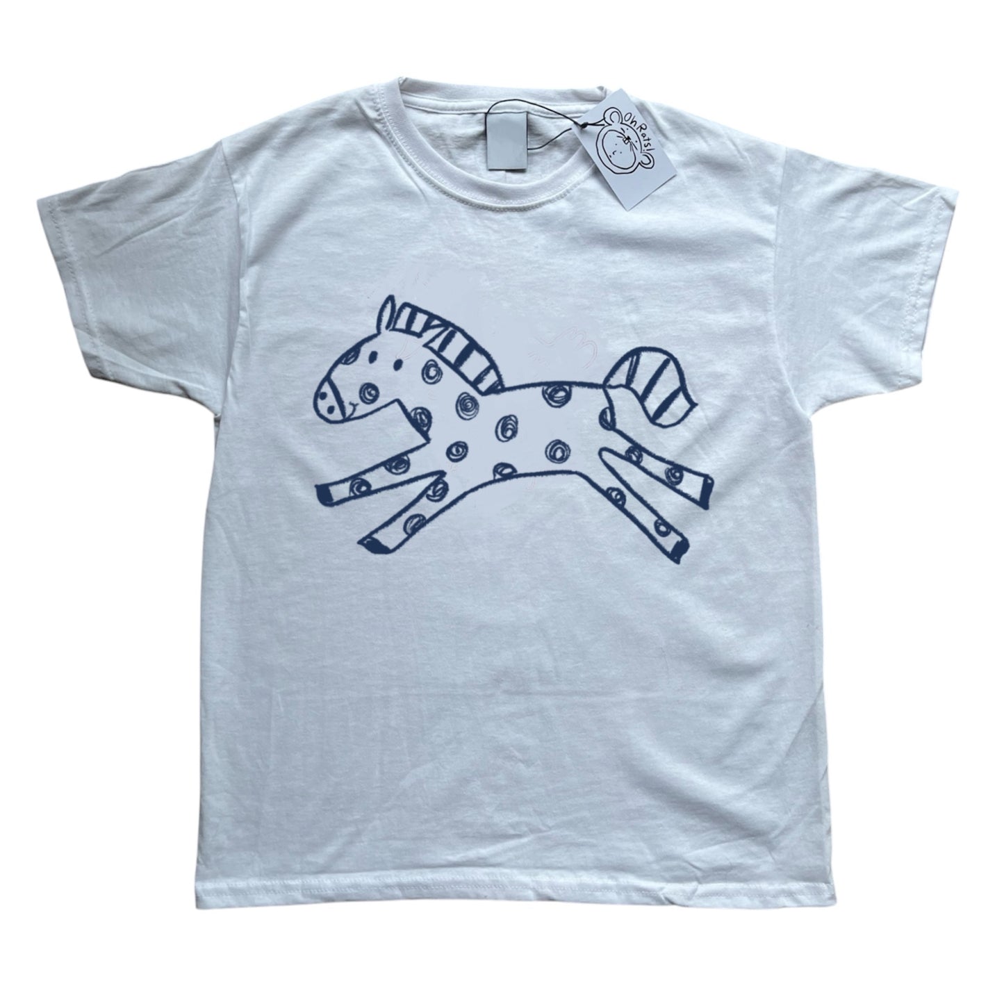Polka dot horse white tee
