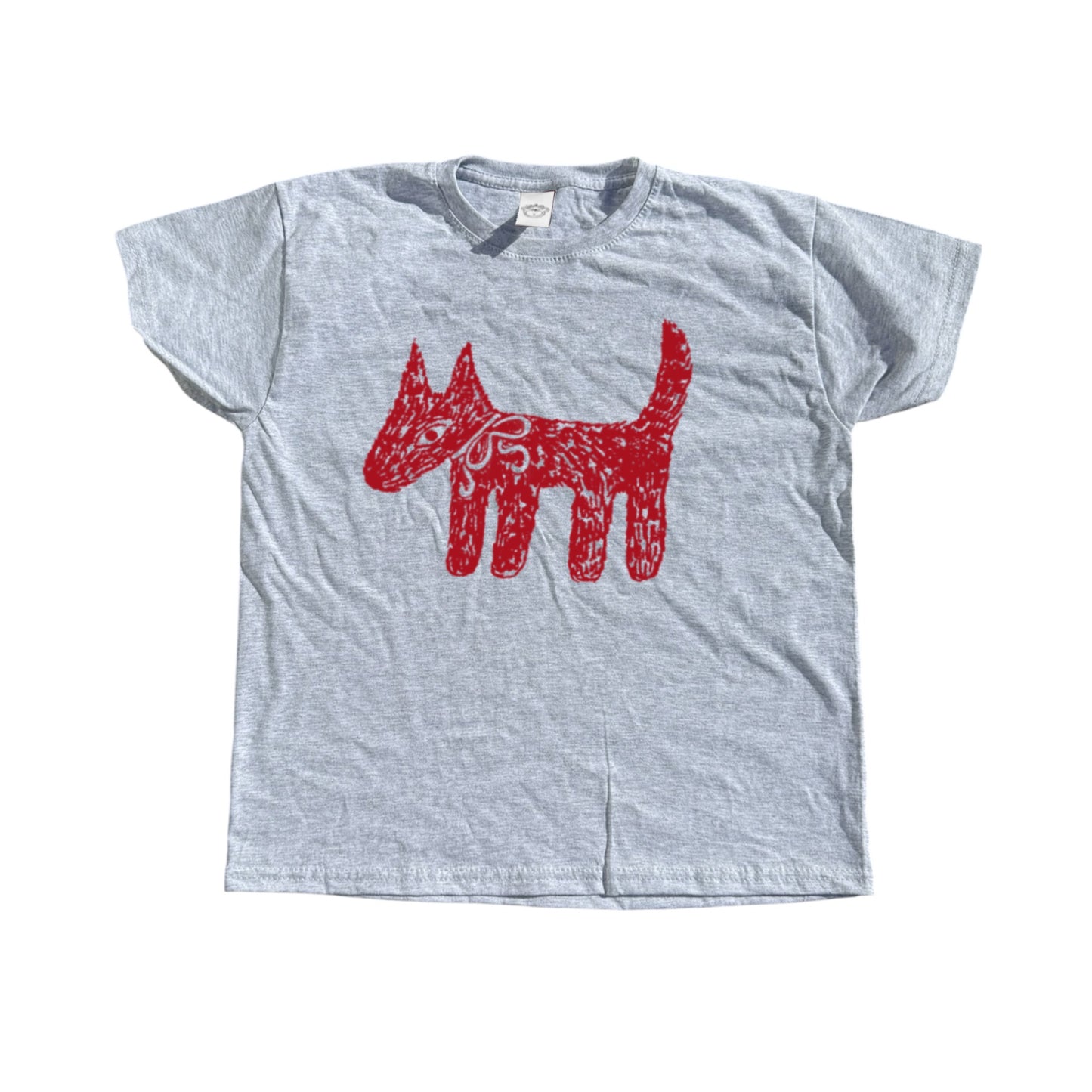Scruffy bow dog grey tee