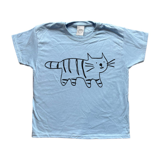 Tiger black on baby blue Tee