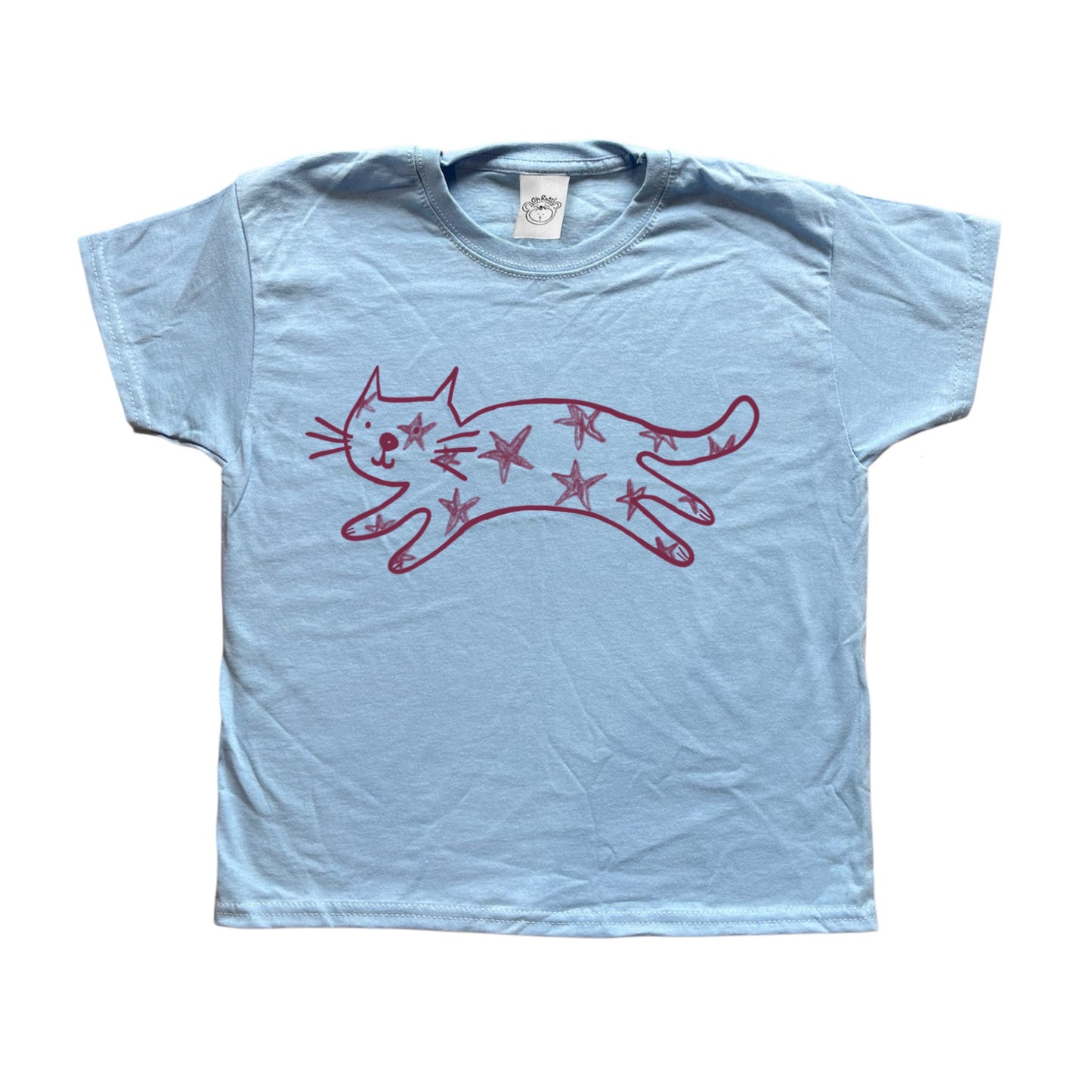 Starry cat baby blue tee