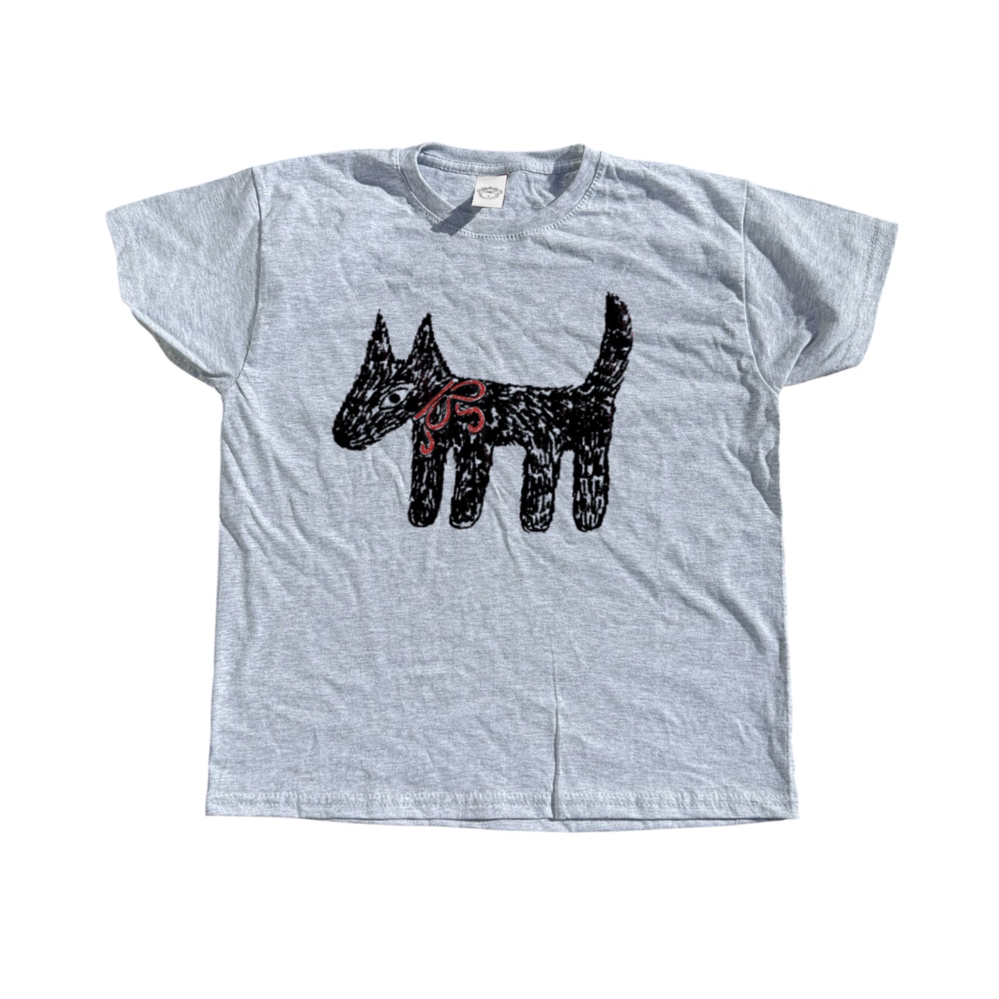 Scruffy bow dog grey tee