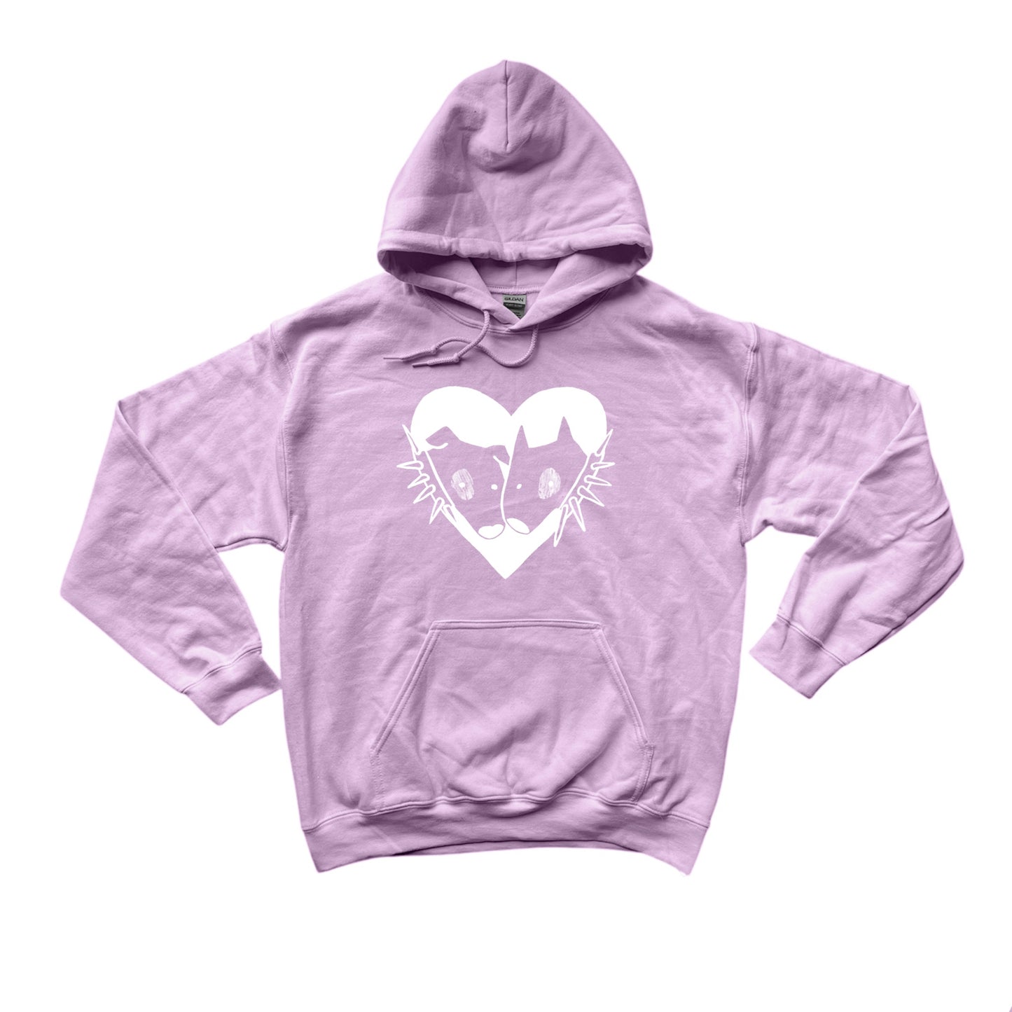2 spiky collar dogs in love pink hoodie