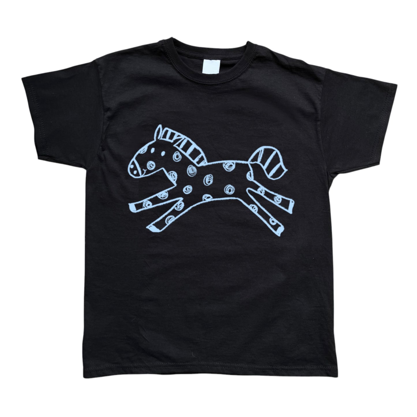 Polka dot horse black tee