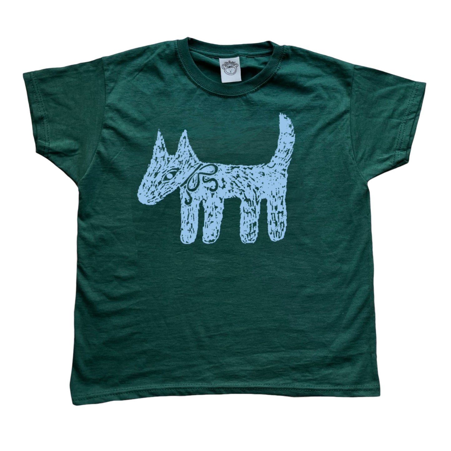 Scruffy bow dog forest green Tee
