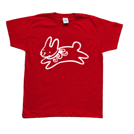 Bow bunny white on red tee