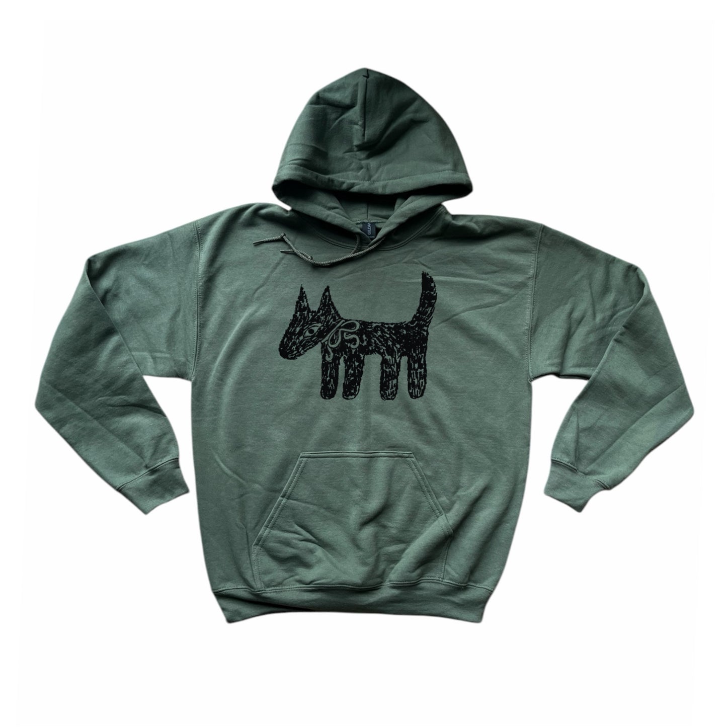 Scruffy dog khaki hoodie