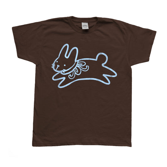 Bow bunny light blue on brown Tee