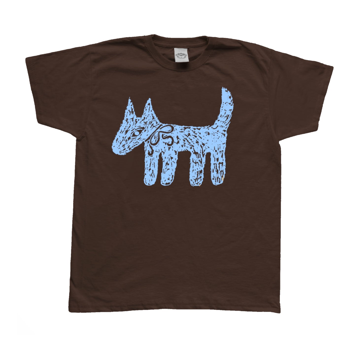Scruffy bow dog brown tee