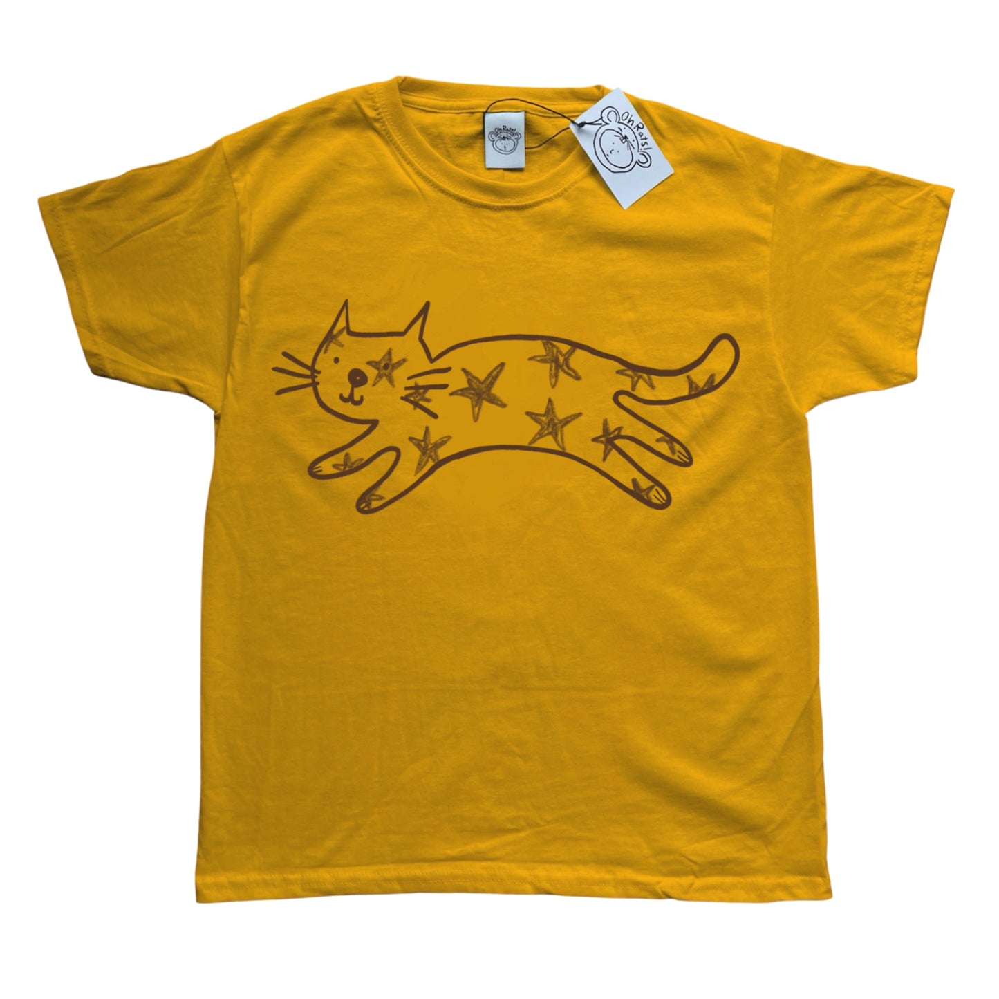 Starry cat yellow tee