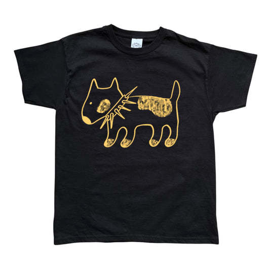 Spiky collar dog light yellow on black Baby Tee