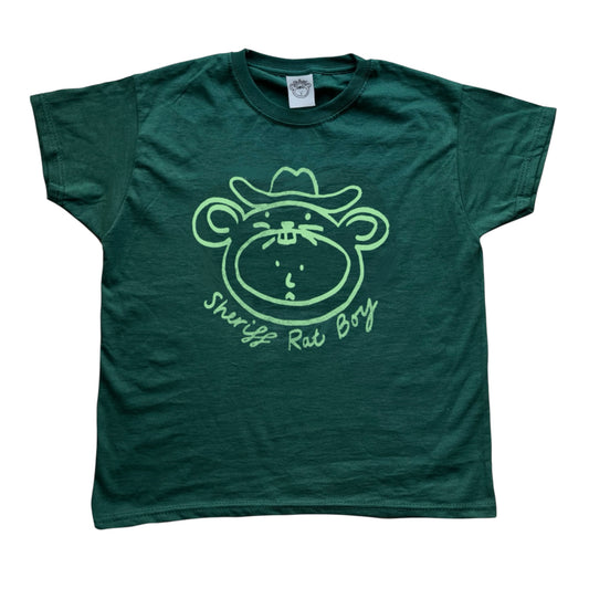 ‘Sheriff Rat Boy' light green on forest green Baby Tee