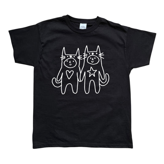 Two critters in love white on black Tee