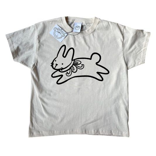 Red bow bunny black on beige Tee