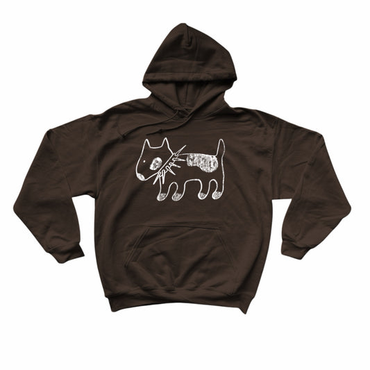 Spiky collar dog white on brown hoodie