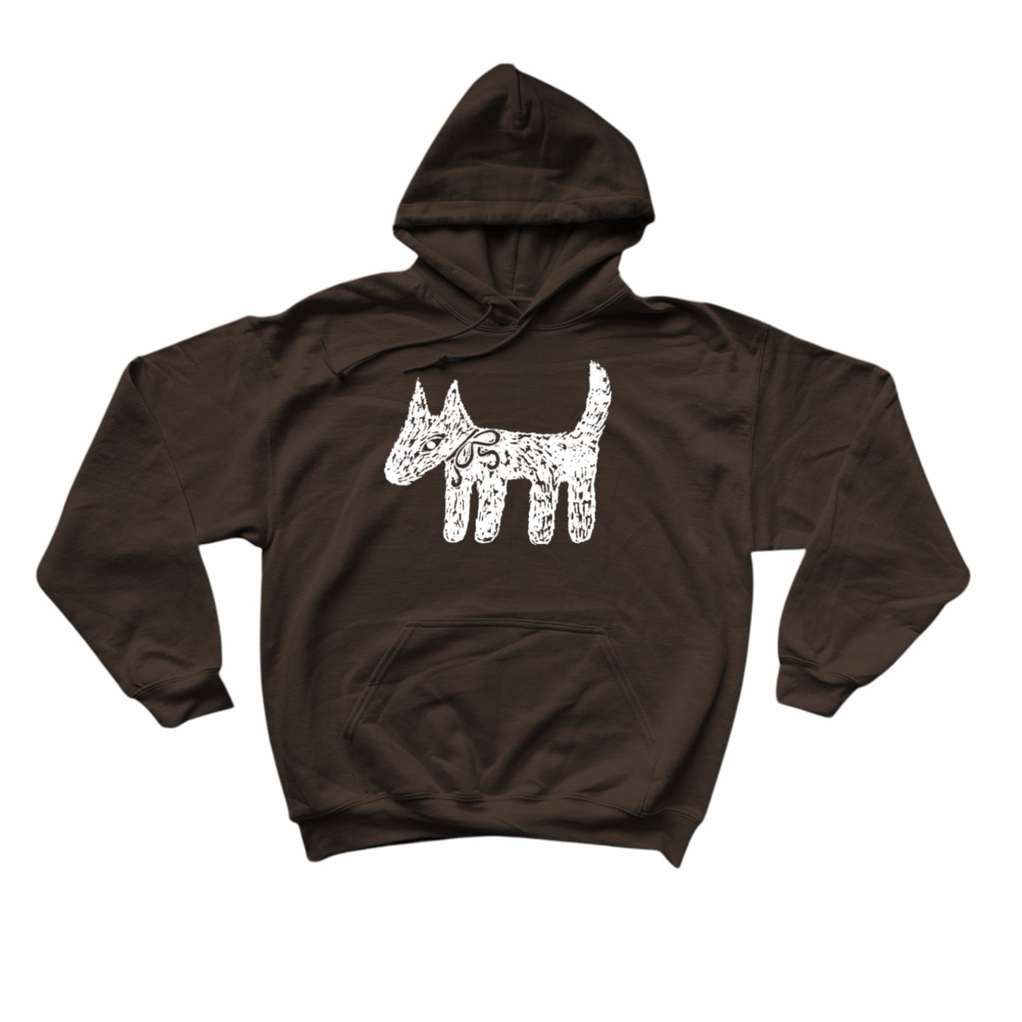 Scruffy dog brown hoodie