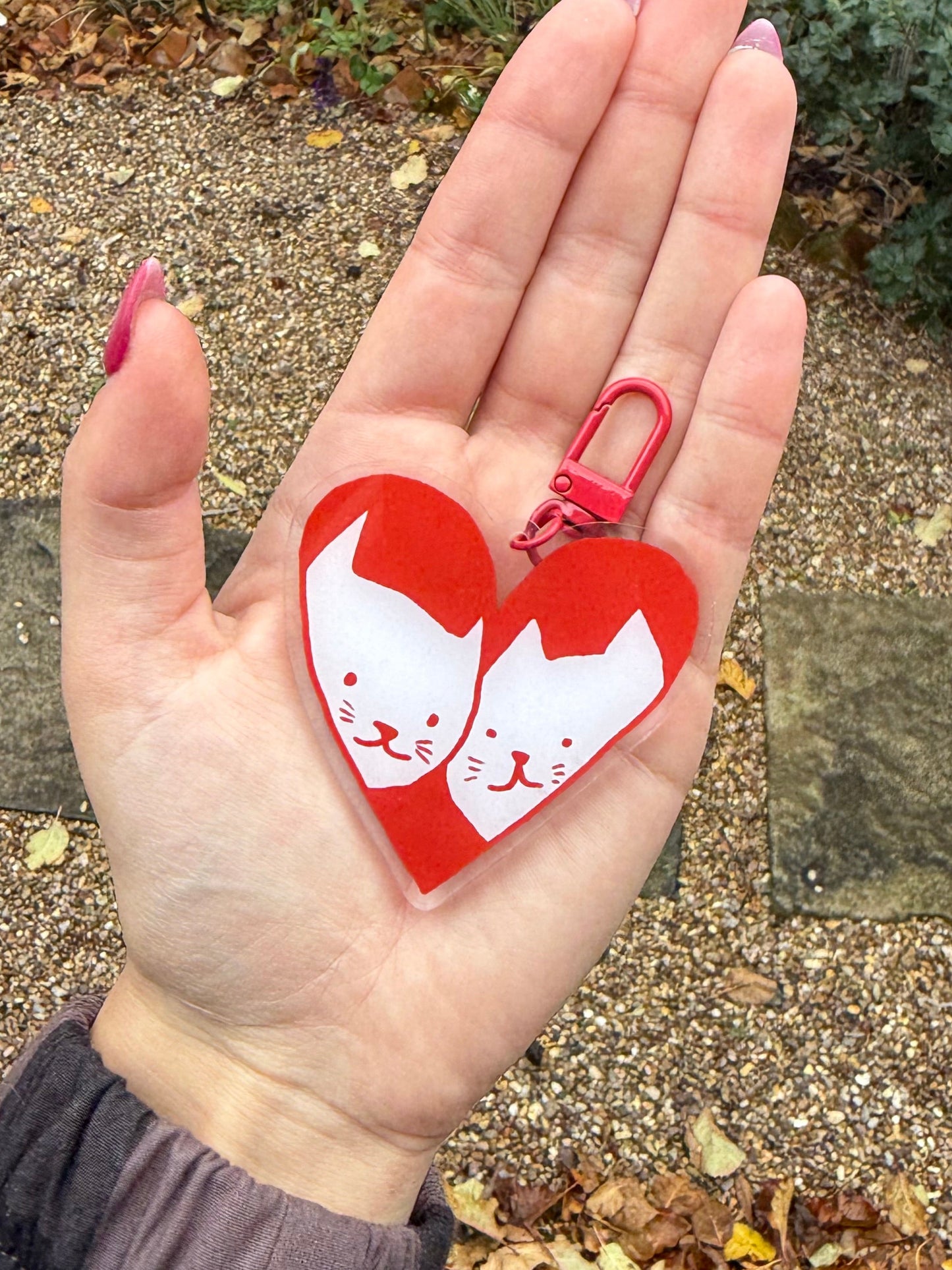 2 Cats in Love key ring / bag charm