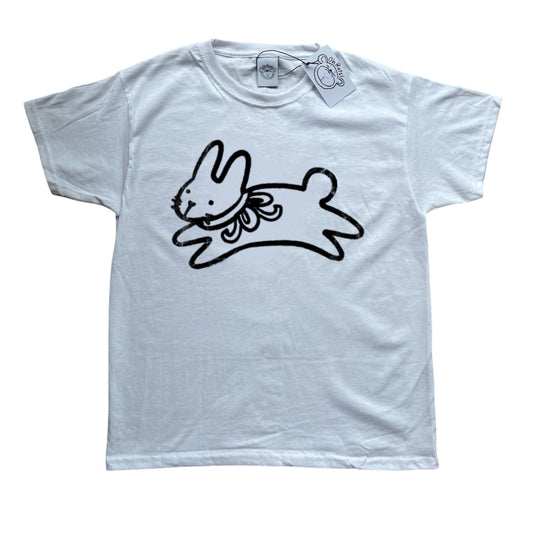 bow bunny black on white tee