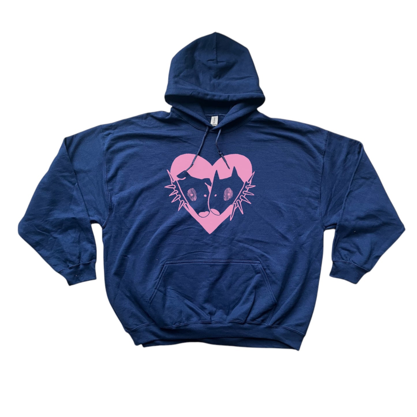 2 spiky collar dogs in love khaki hoodie