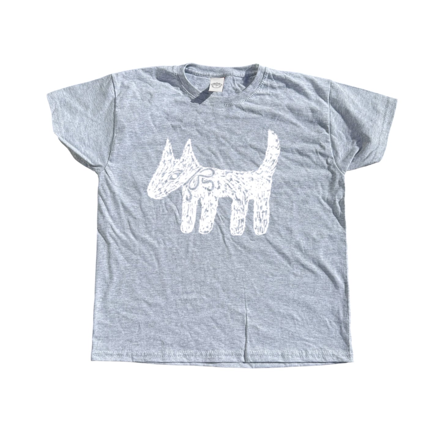 Scruffy bow dog grey tee