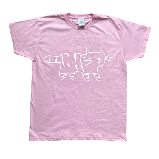 Tiger white on pink Tee