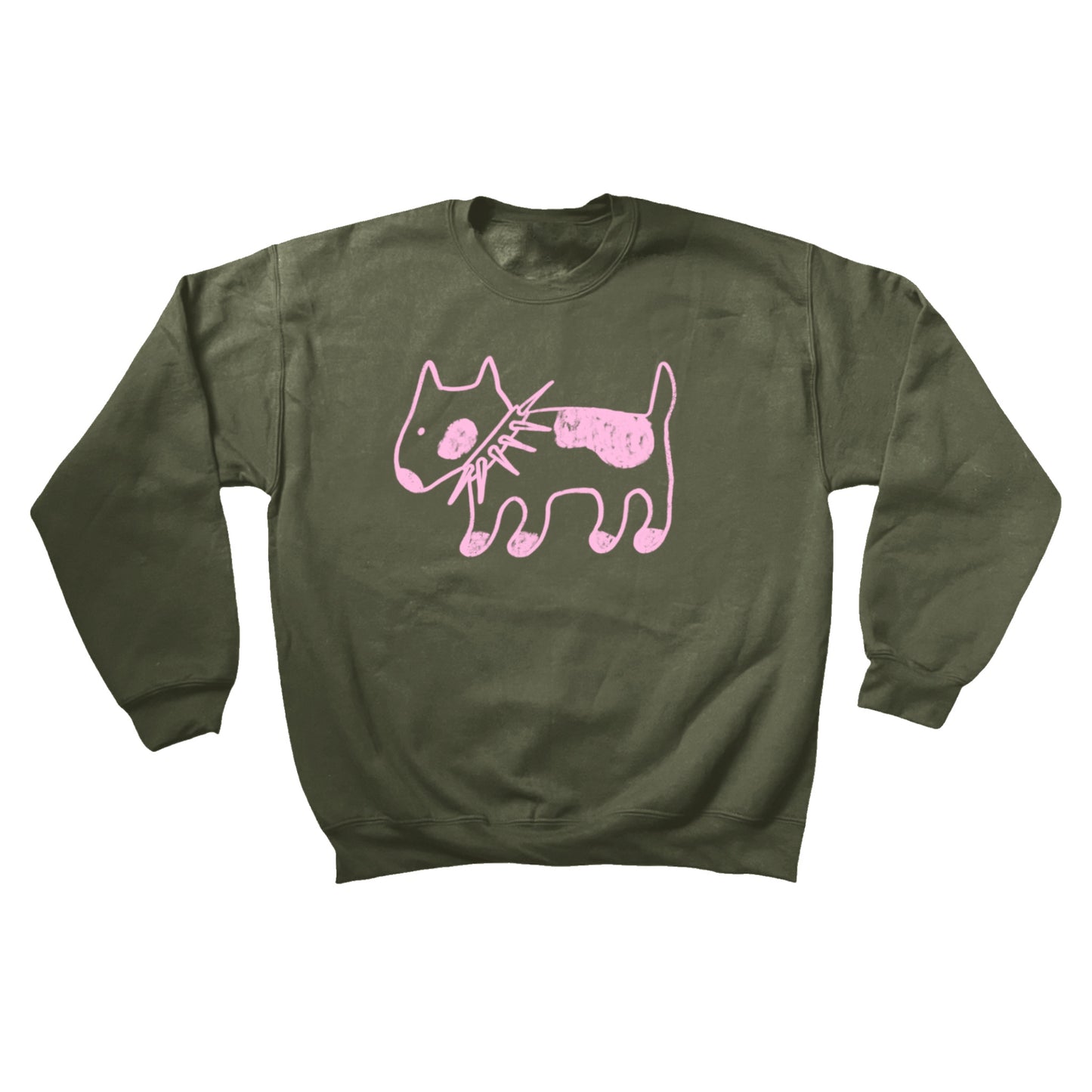 Spiky collar dog khaki sweatshirt