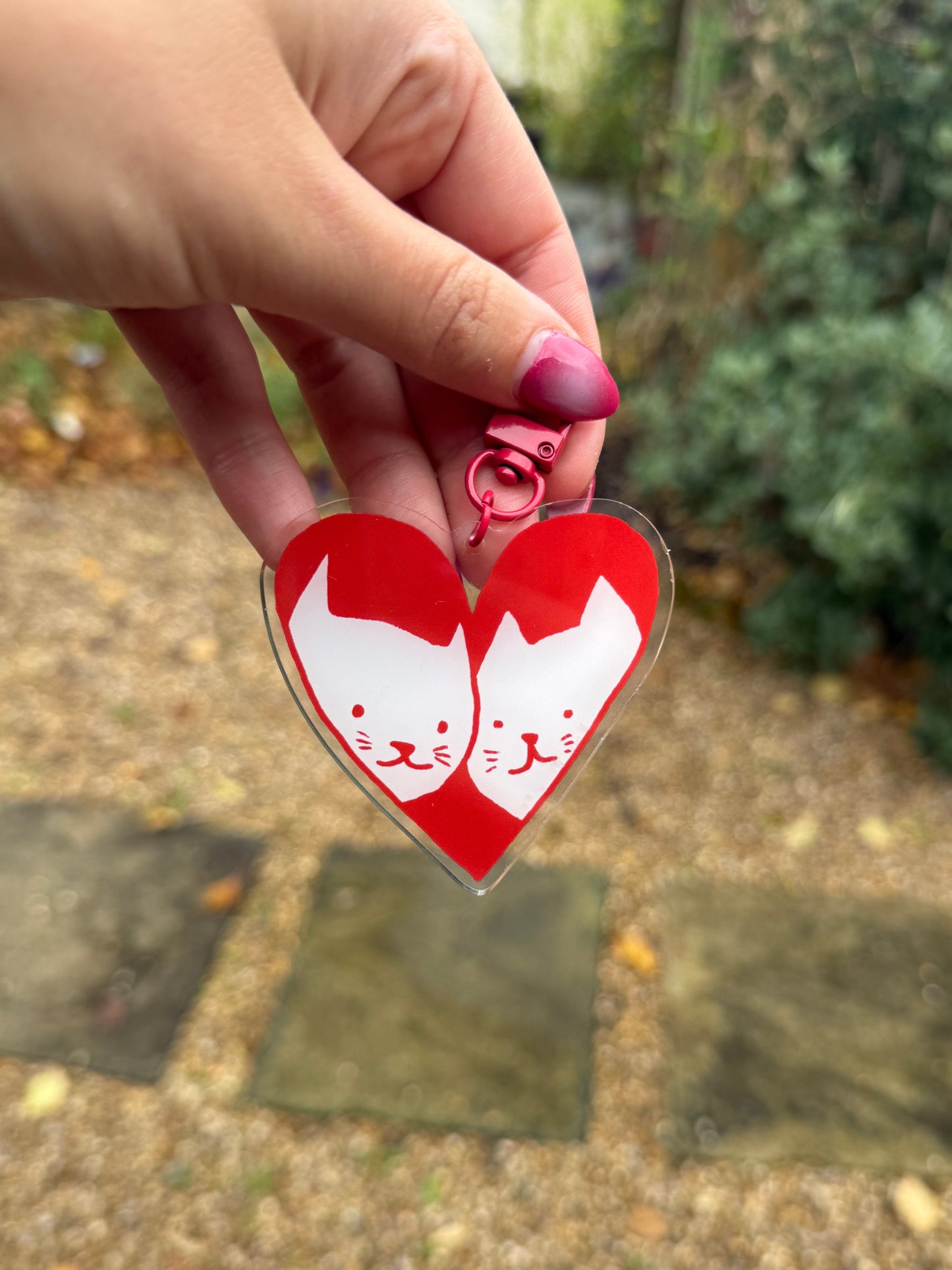 2 Cats in Love key ring / bag charm