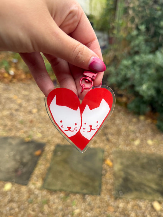 2 Cats in Love key ring / bag charm