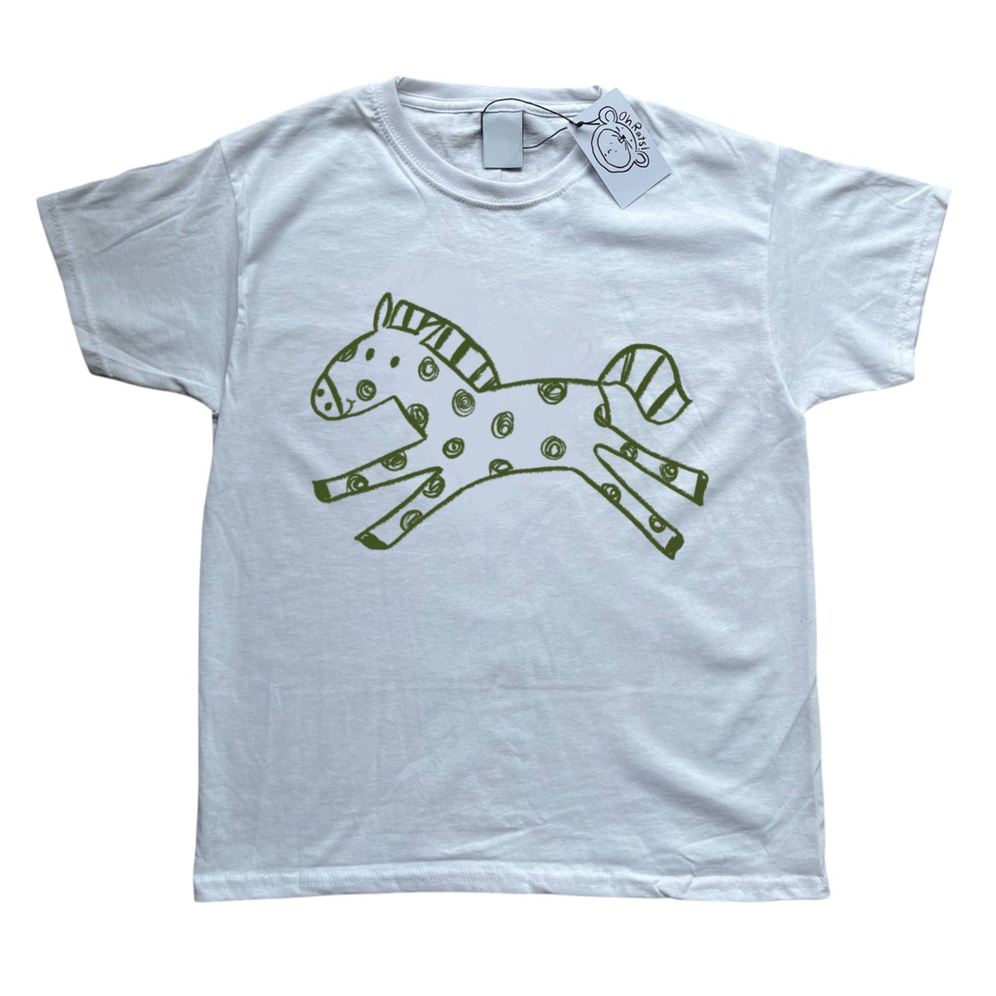 Polka dot horse white tee