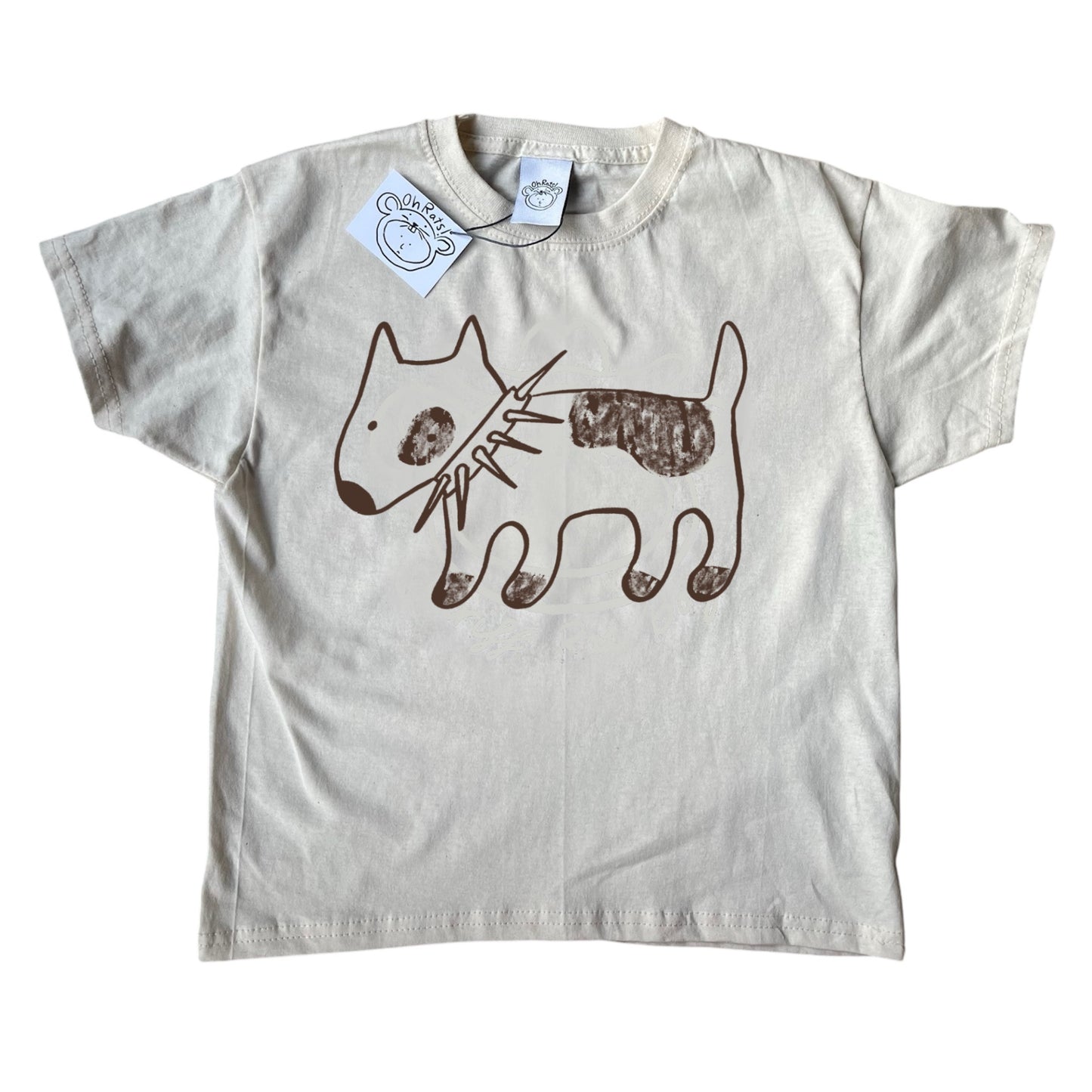 Spiky collar dog brown on beige Baby Tee