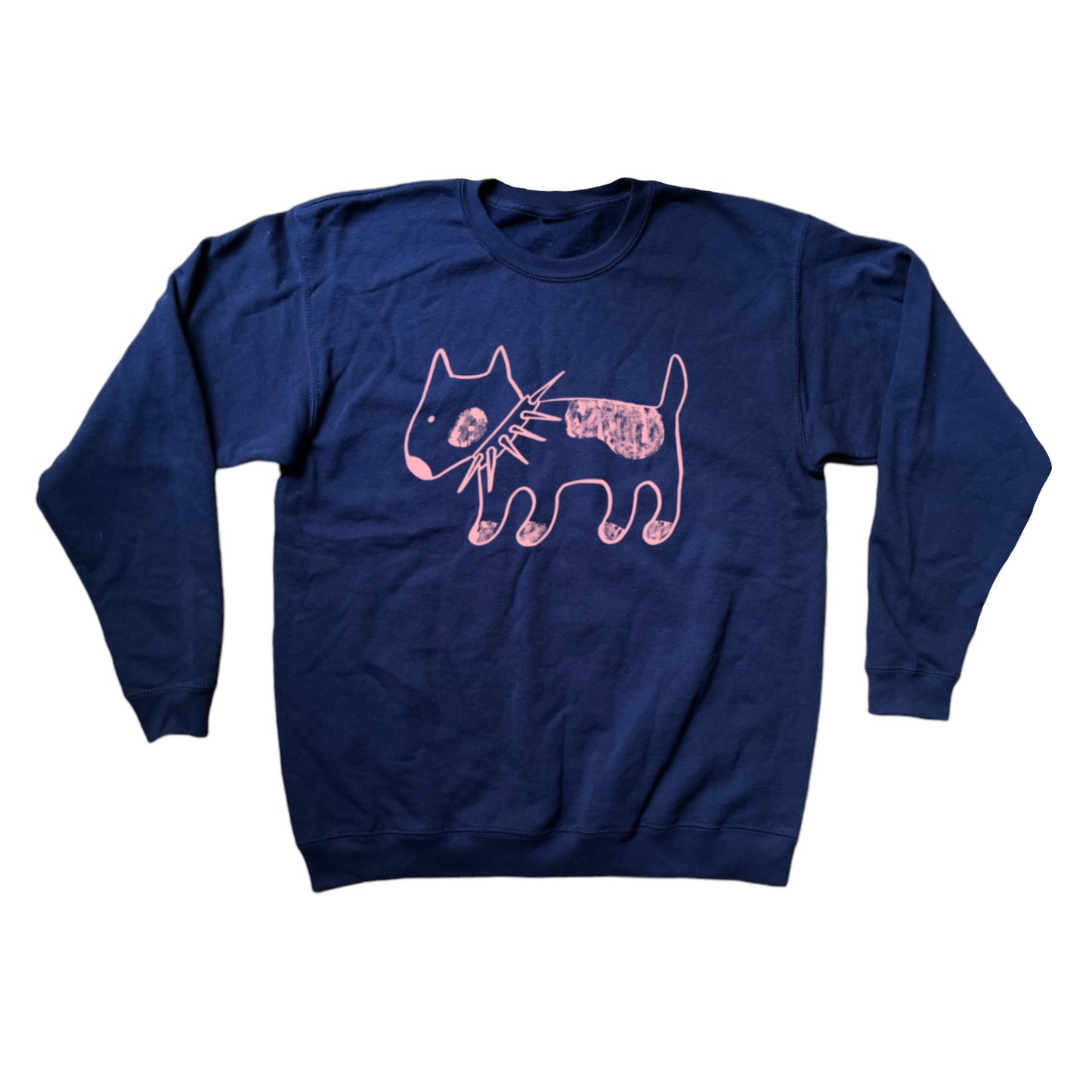 Spiky collar dog navy sweatshirt