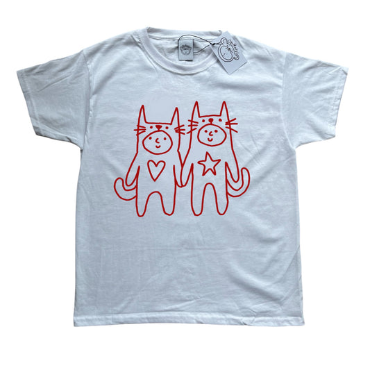 Two critters in love red on white Tee