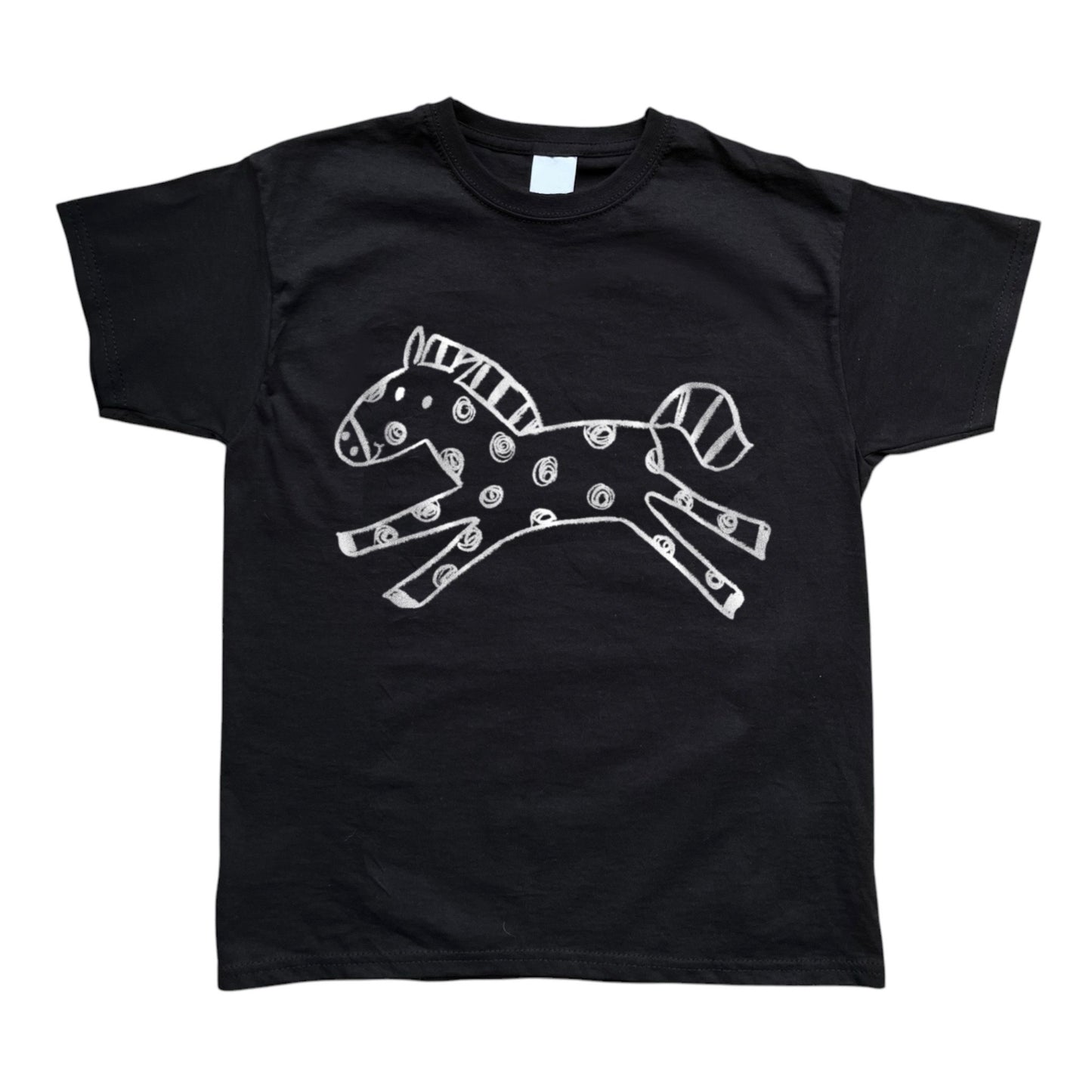 Polka dot horse black tee