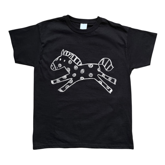 Polka dot horse black tee