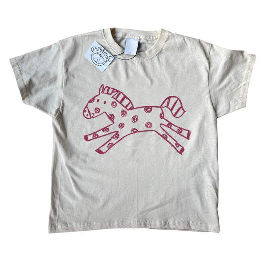 Polka dot horse beige tee