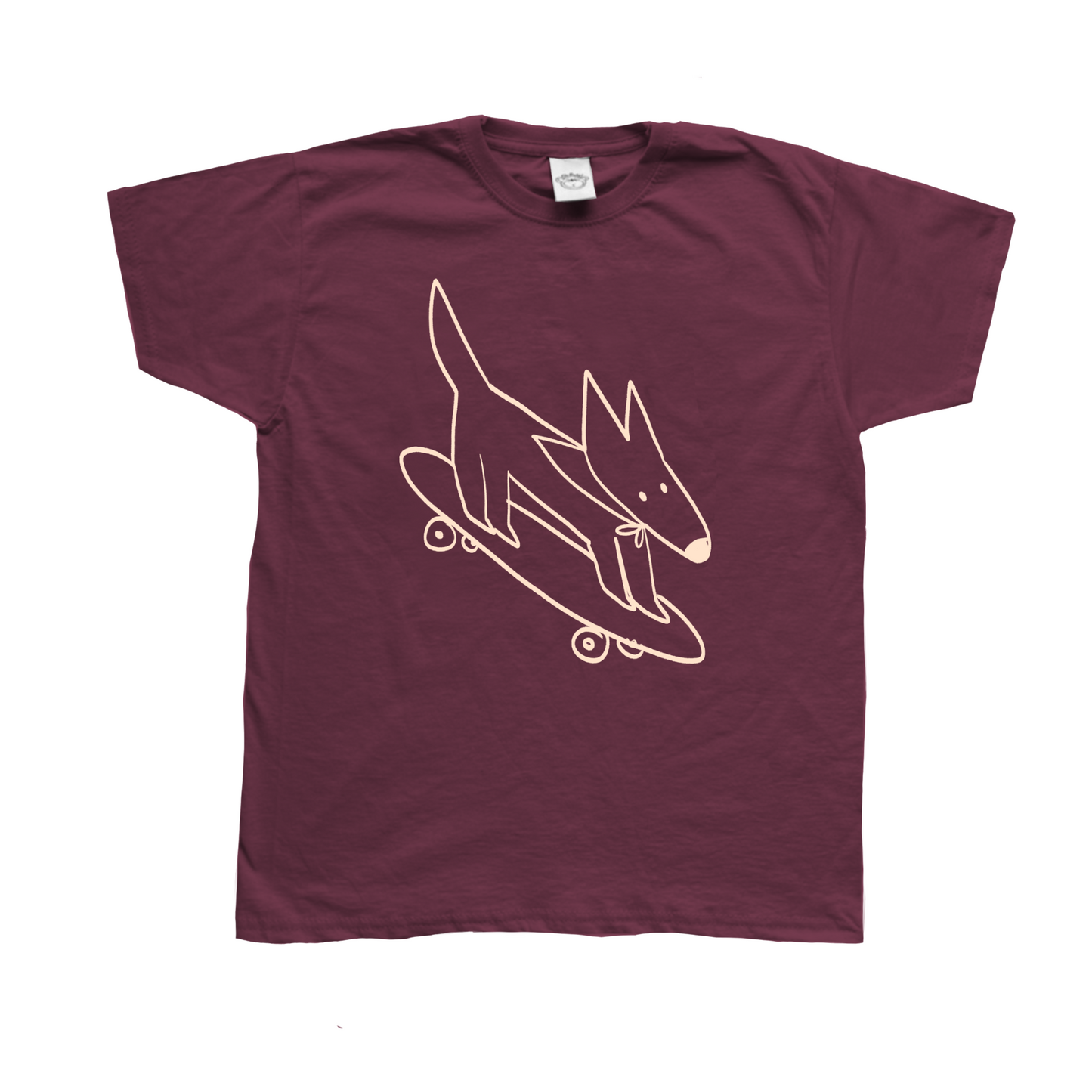 Skater dog burgundy tee