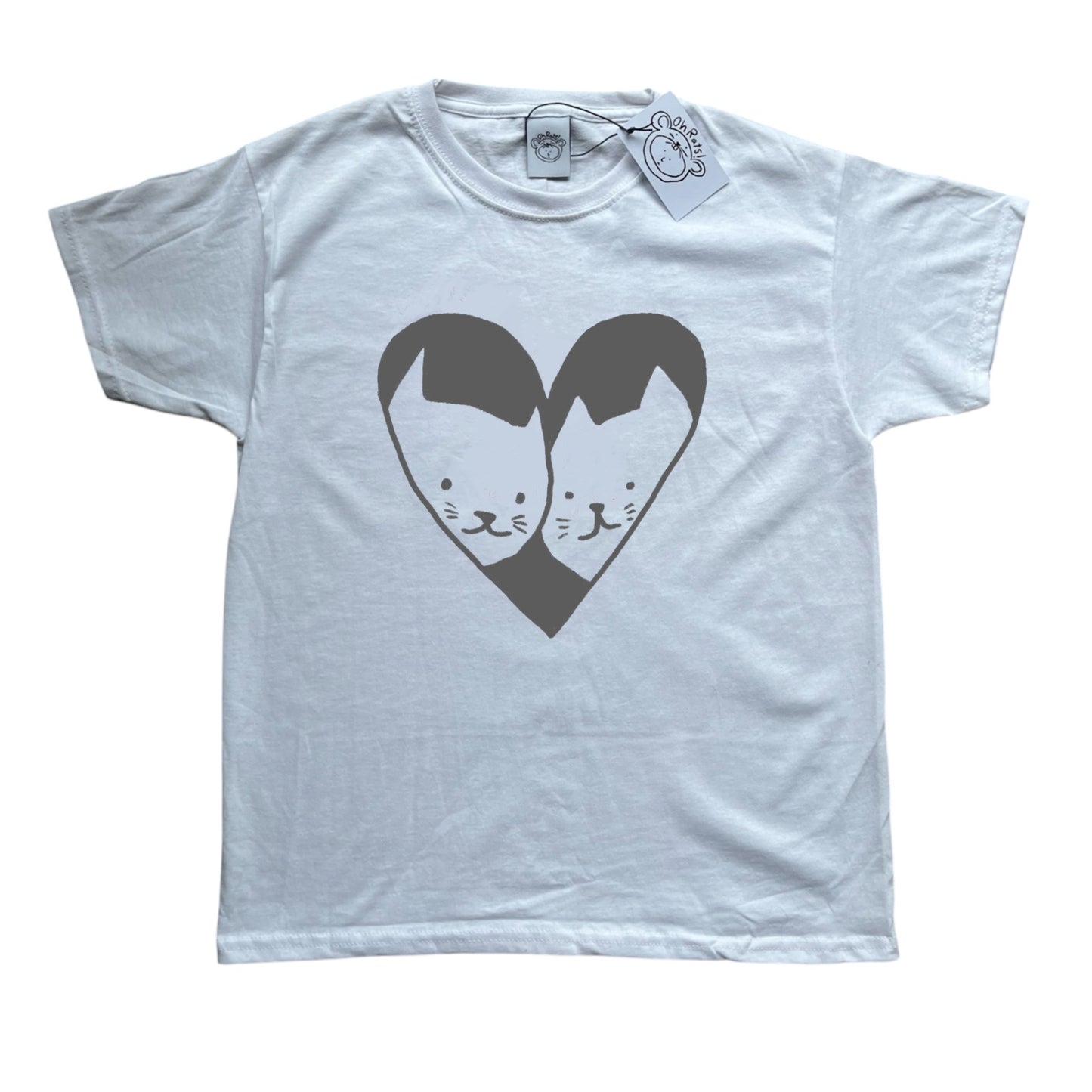 2 Cats in love white tee