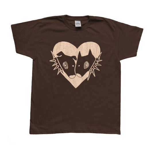 2 Spiky collar dogs in love black tee